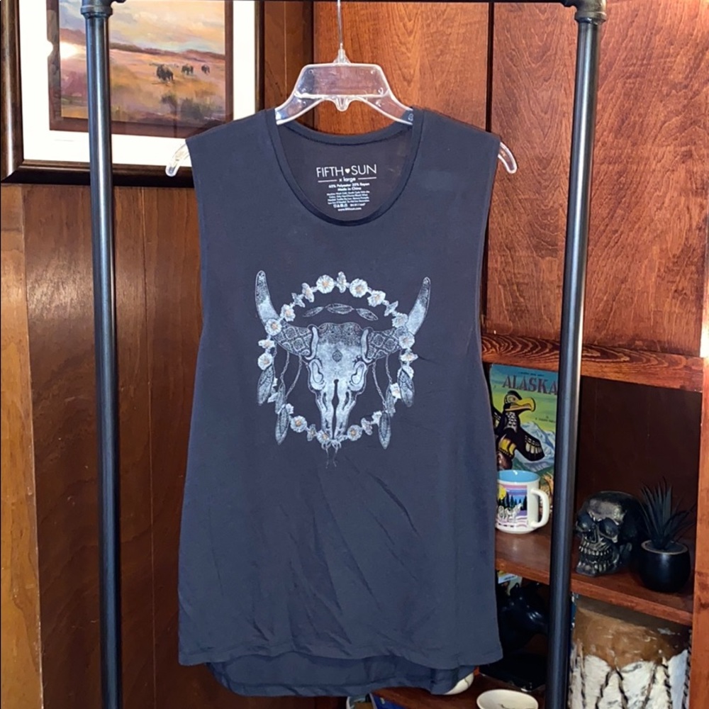 Fifth Sun Black Graphic Women's Tank Top